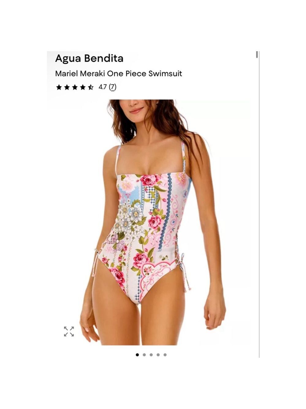 NWT Agua Bendita Meriel Meraki M Floral Print One Piece Reversible Swimsuit - Picture 4 of 10